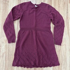 Elegant Burgundy Knit Dress for Kids Size Youth Large 10/12